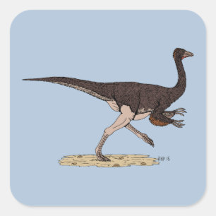 Cretacous Dinosaur Ornithomimus Vierkante Sticker