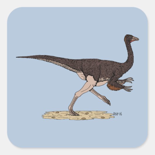 Cretacous Dinosaur Ornithomimus Vierkante Sticker (Voorkant)