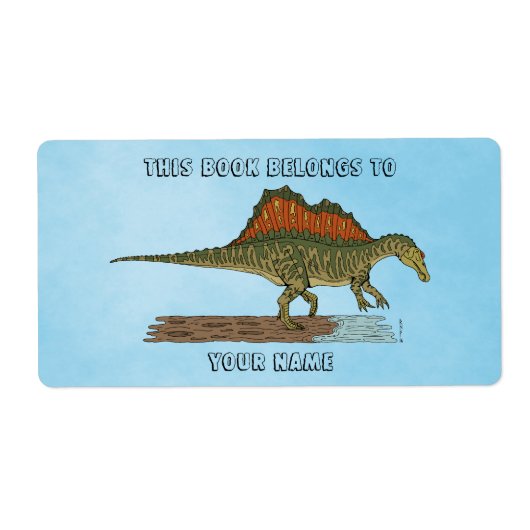 Cretacous Dinosaur Spinosaurus Bookplate Etiket (Voorkant)