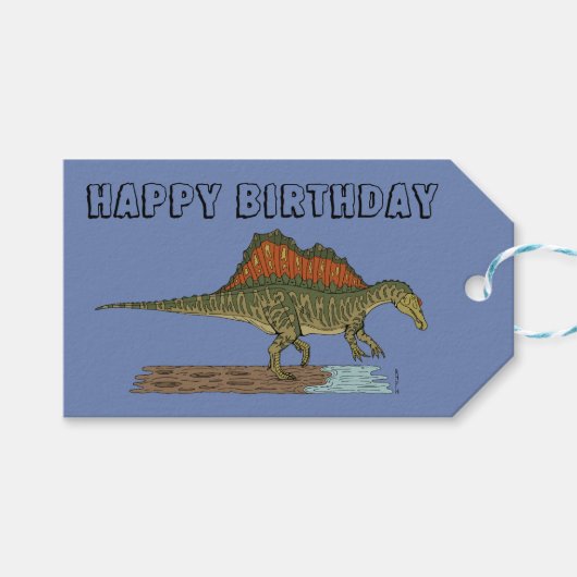 Cretacous Dinosaur Spinosaurus Cadeaulabel (Voorkant (Horizontaal))