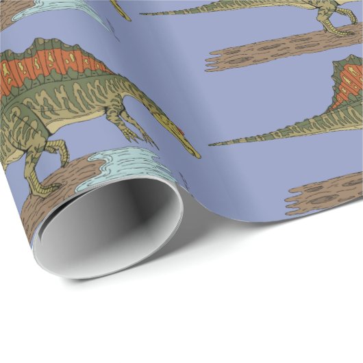 Cretacous Dinosaur Spinosaurus Cadeaupapier (Rol Hoek)