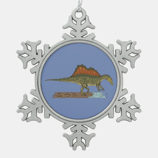 Cretacous Dinosaur Spinosaurus Tin Sneeuwvlok Ornament (Voorkant)