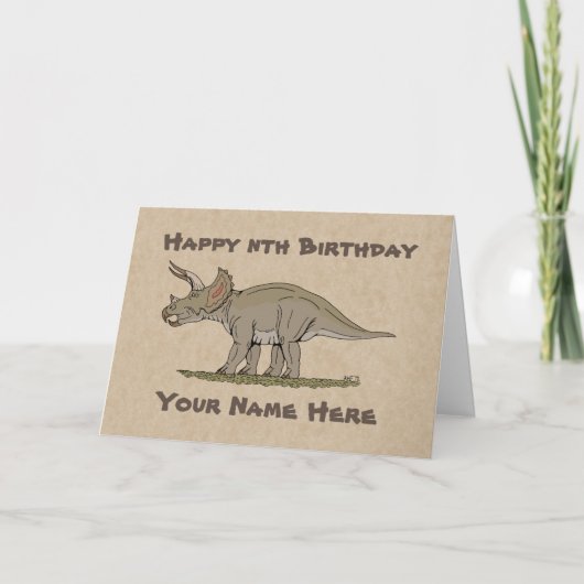 Cretacous Dinosaur Triceratops Birthday Card Kaart (Voorkant)