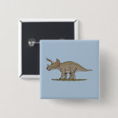 Cretacous Dinosaur Triceratops Vierkante Button 5,1 Cm (Voorkant /achterkant)