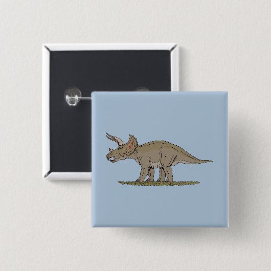 Cretacous Dinosaur Triceratops Vierkante Button 5,1 Cm (Voorkant /achterkant)