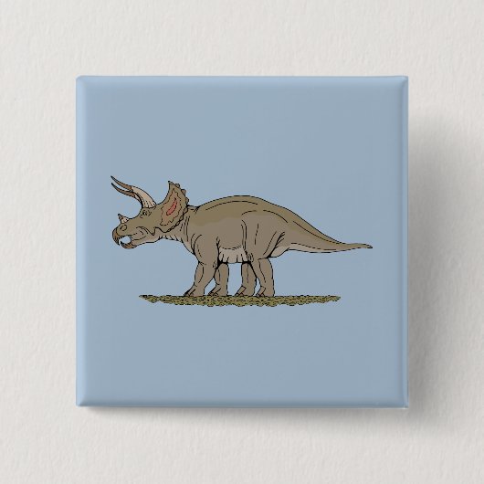 Cretacous Dinosaur Triceratops Vierkante Button 5,1 Cm (Voorkant)