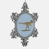 Cretacous Dinosaur Tyrannosaurus rex Tin Sneeuwvlok Ornament (Links)