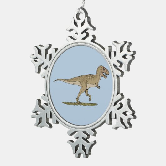 Cretacous Dinosaur Tyrannosaurus rex Tin Sneeuwvlok Ornament (Rechts)