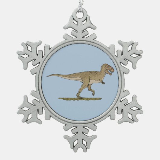 Cretacous Dinosaur Tyrannosaurus rex Tin Sneeuwvlok Ornament (Voorkant)