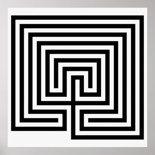 Cretan Labyrinth in zwart-wit Poster (Voorkant)