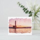 Crete Greece Oil Paint Sunset Art Briefkaart (Staand voorkant)