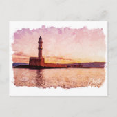 Crete Greece Oil Paint Sunset Art Briefkaart (Voorkant)