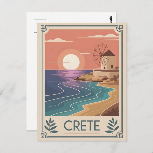Crete  minimalistisch briefkaart (Voorkant / Achterkant)