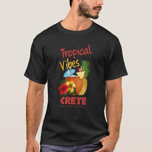 Crete Tropical Vibes Tourist Vacation T-shirt (Voorkant)