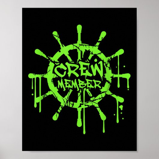 Crew Member Ship Steering Wheel Graffiti Spray Fun Poster (Voorkant)