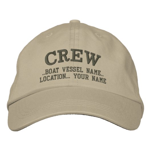 Crew Personaliseer uw boot Jouw naam Geborduurde Pet (Voorkant)