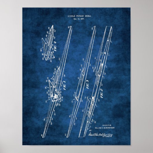 Crew Rowing Poster Patentdiagram van Roeischaal (Voorkant)