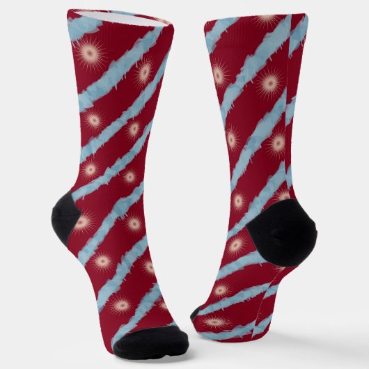 Crew Socks Cranberry met sterren voor mannen Sokken (Gebogen)