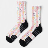 Crew Socks Pink & White Stripe Colorful Hearts Sokken (Links)