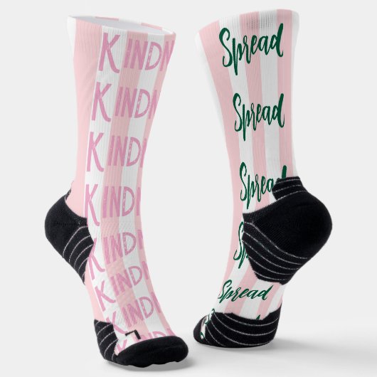 Crew Socks Pink & White Stripe Spread Kindness Sokken (Gebogen)