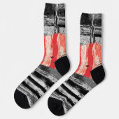 Crew Socks – Red Pulse Abstract Design Sokken (Links)