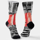 Crew Socks – Red Pulse Abstract Design Sokken (Gebogen)