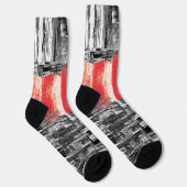Crew Socks – Red Pulse Abstract Design Sokken (Rechts)