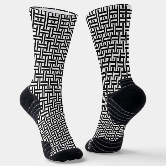 Crew Sokken Zwart & Wit Stripe (Gebogen)
