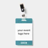 Crew Staff Event Badge Blauwgroen (Voorkant met clip)