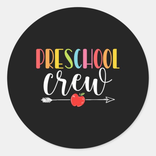 Crew Teacher Fun Eerste dag van de school Kinder Ronde Sticker (Voorkant)