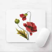 Crewel borduurwerk rode papaver muismat (Met muis)