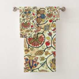 Crewel Work Borduurwerk Fruit en bloemen Bad Handdoek