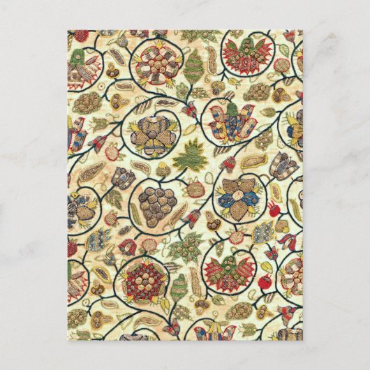 Crewel Work Borduurwerk Fruit en bloemen Briefkaart (Voorkant)