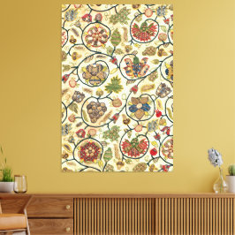 Crewel Work Borduurwerk Fruit en bloemen Canvas Afdruk