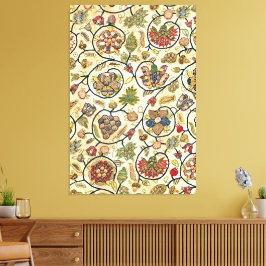 Crewel Work Borduurwerk Fruit en bloemen Canvas Afdruk (Insitu (Woonkamer))