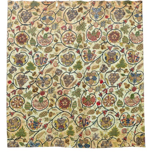 Crewel Work Borduurwerk Fruit en bloemen Douchegordijn (Voorkant)