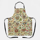 Crewel Work Borduurwerk Fruit en bloemen Schort (Voorkant)