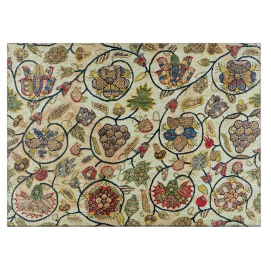 Crewel Work Borduurwerk Fruit en bloemen Snijplank (Voorkant)