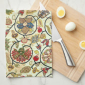 Crewel Work Borduurwerk Fruit en bloemen Theedoek (Quarter Fold)