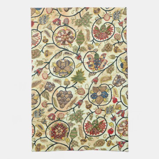 Crewel Work Borduurwerk Fruit en bloemen Theedoek (Verticaal)