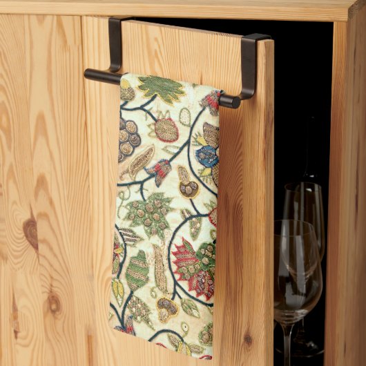 Crewel Work Borduurwerk Fruit en bloemen Theedoek (Derde Gevouwen)