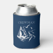 Crewman Sailboot Sailor Navy Blue Custom Blikjeskoeler (Blikje Voorkant)
