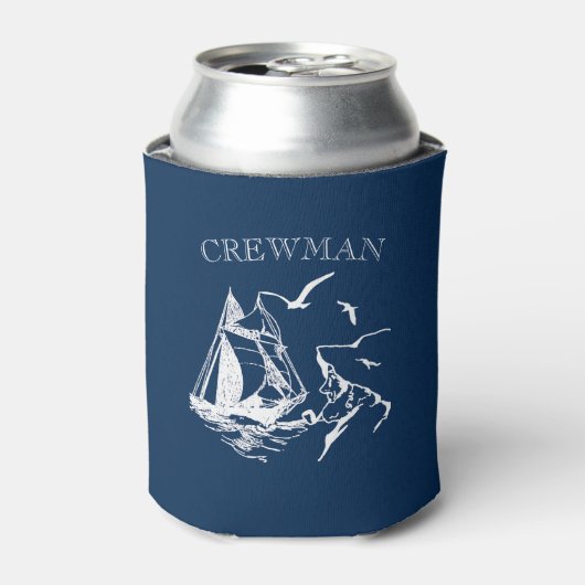 Crewman Sailboot Sailor Navy Blue Custom Blikjeskoeler (Blikje Voorkant)