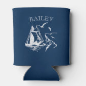 Crewman Sailboot Sailor Navy Blue Custom Blikjeskoeler (Achterkant)