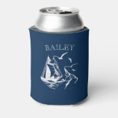 Crewman Sailboot Sailor Navy Blue Custom Blikjeskoeler (Blikje Achterkant)