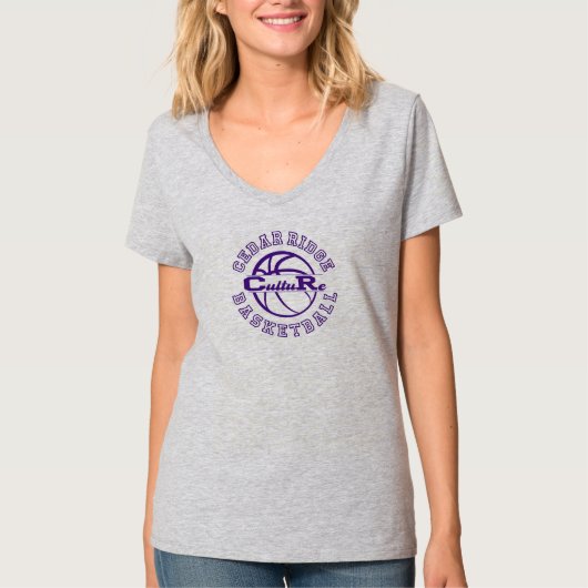 CRHS Basketbal Cultuur Dames Grijs V-hals T-shirt (Voorkant)