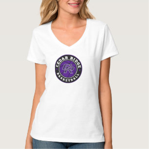 CRHS Basketball Logo - Dames Wit V-hals T-shirt