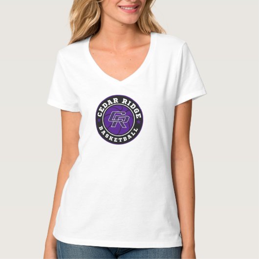 CRHS Basketball Logo - Dames Wit V-hals T-shirt (Voorkant)