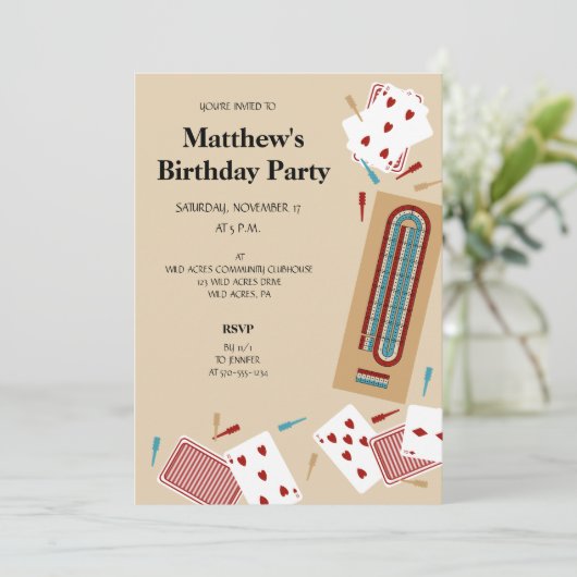 Cribbage Board Game Party Kaart (Staand voorkant)