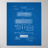Cribbage Board Patent - Blauwdruk Poster (Voorkant)